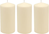 Stonebriar Unscented Pillar Candles – 65 Hour Burn Time, Long-Lasting Wax Candles for Weddings, Holidays, Home Décor & Special Events, Pack of 3, Ivory, 3" x 6"