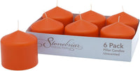 Stonebriar Unscented Pillar Candles – 18 Hour Burn Time, Long-Lasting Wax Candles for Weddings, Holidays, Home Décor & Special Events, Pack of 6, Orange, 3" x 3" (WS)