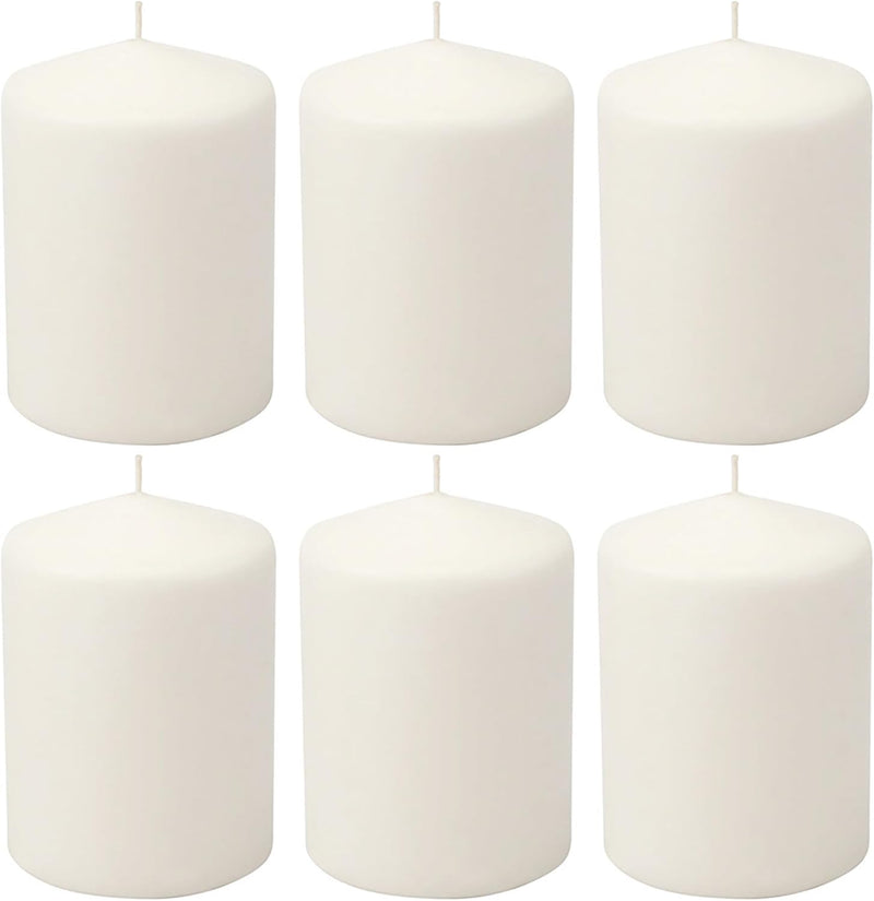 Stonebriar Unscented White Tall Pillar Candles, 35 Hour Burning Candle Pillars, Perfect for Decor, Weddings, Emergencies 3" X 4", 6 count