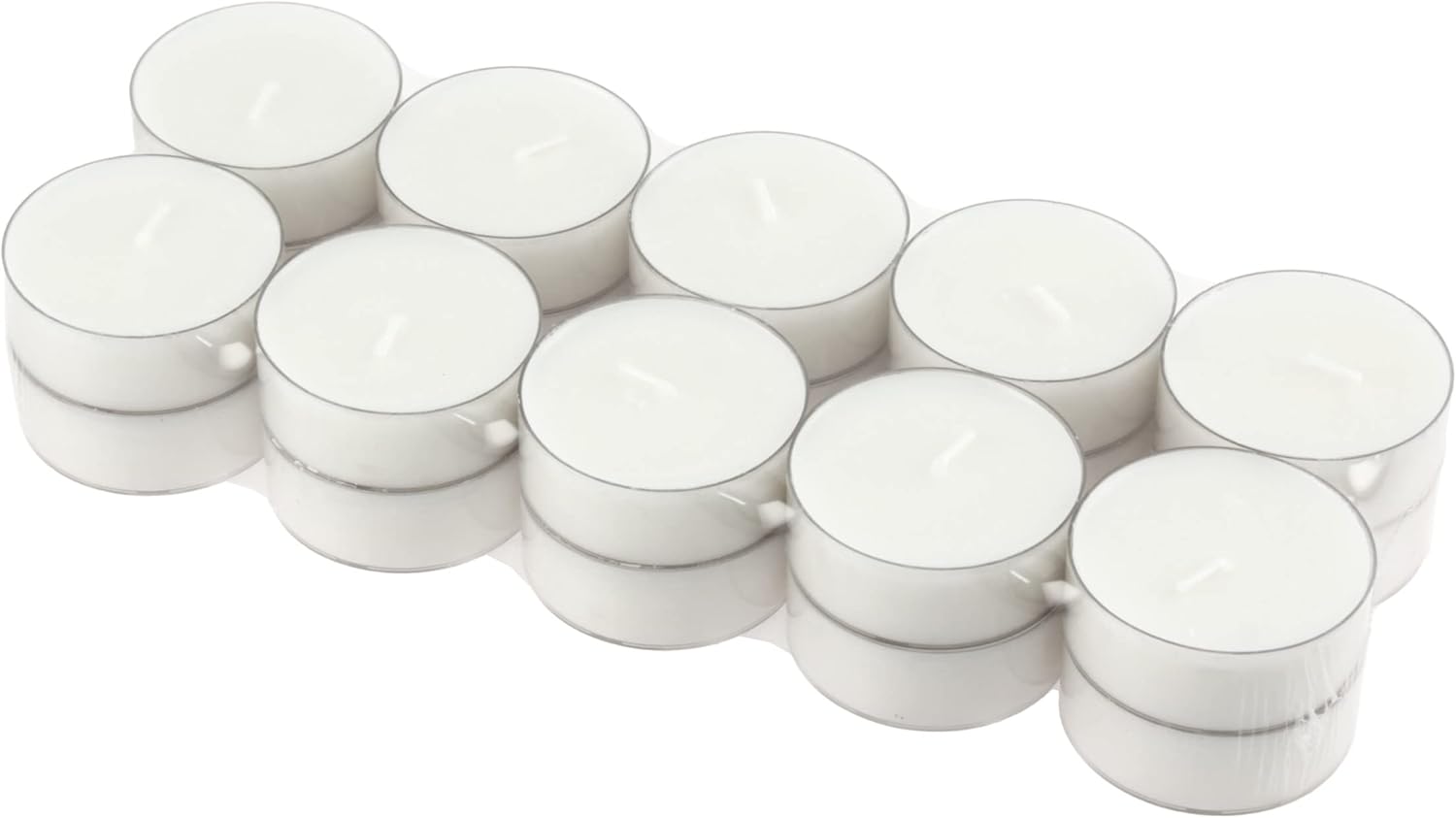 Stonebriar 20 Count Unscented Mega Oversized Clear Cup White Tea Light Candles with 9 Hour Burn Time