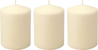 Stonebriar Unscented Pillar Candles – 35 Hour Burn Time, Long-Lasting Wax Candles for Weddings, Holidays, Home Décor & Special Events, Pack of 3, Ivory, 3" x 4"
