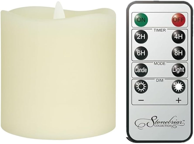 Stonebriar 3 Count Ivory Real Wax 3x3 Flameless LED Pillar Candles with Remote and Timer (WS)