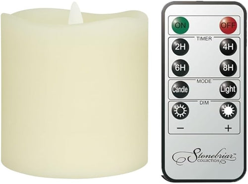 Stonebriar LED Pillar Candles — Remote & Timer, Real Wax Flameless Candles for Home Décor, Weddings & Events, Pack of 6, Ivory, 3" x 3"