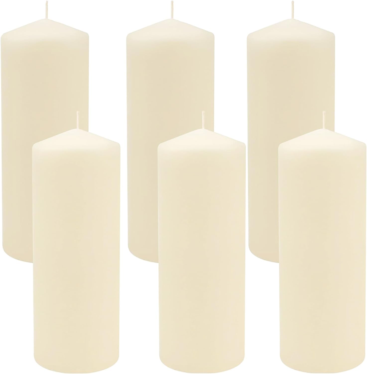 Stonebriar 80 Hour Long Burning Unscented Pillar Candles, 3x8, Ivory, 6 count