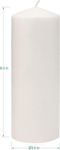 Stonebriar Unscented White Tall Pillar Candles, 80 Hour Burning Candle Pillars, Perfect for Decor, Weddings, Emergencies 3" X 8", 6 count