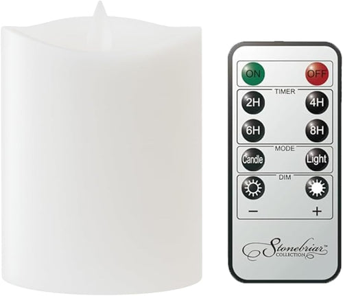 Stonebriar LED Pillar Candles — Remote & Timer, Real Wax Flameless Candles for Home Décor, Weddings & Events, Pack of 6, White, 3" x 4"