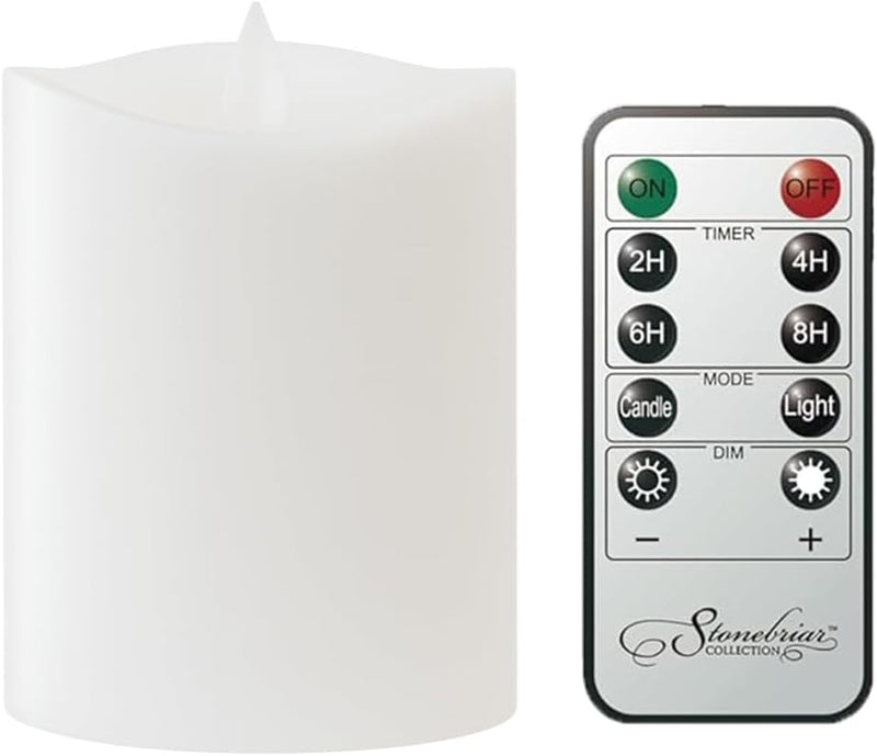 Stonebriar 3 Count White Real Wax 3x4 Flameless LED Pillar Candles with Remote and Timer (WS)
