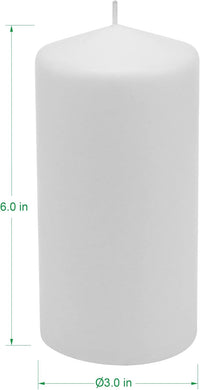 Stonebriar 3 Pack Tall 3 x 6 Inch 65 Hour Long Burning Unscented White Wax Pillar Candles (WS)