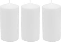Stonebriar 3 Pack Tall 3 x 6 Inch 65 Hour Long Burning Unscented White Wax Pillar Candles