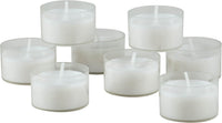 Stonebriar 96 Count White Unscented Smokeless Long Burning Clear Cup Tea Light Candles with 6 to 7 Hour Burn Time