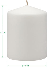 Stonebriar 3 Pack Tall 3 x 4 Inch 35 Hour Long Burning Unscented White Wax Pillar Candles (WS)