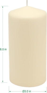 Stonebriar Unscented Pillar Candles – 65 Hour Burn Time, Long-Lasting Wax Candles for Weddings, Holidays, Home Décor & Special Events, Pack of 3, Ivory, 3" x 6"