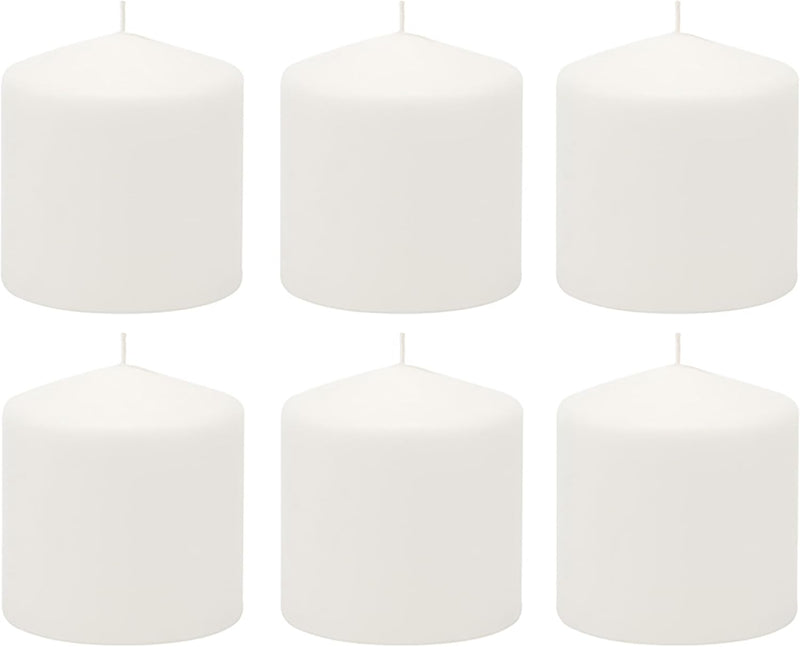 Stonebriar Unscented White Tall Pillar Candles, 18 Hour Burning Candle Pillars, Perfect for Decor, Weddings, Emergencies 3" X 3", 6 count