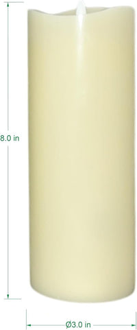 Stonebriar 6 Count Ivory Real Wax 3x8 Flameless LED Pillar Candles with Remote and Timer
