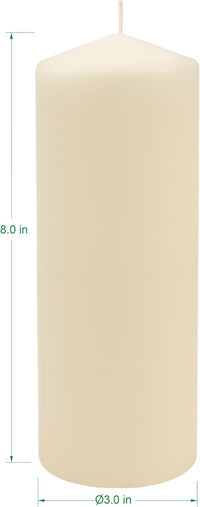 Stonebriar Unscented Pillar Candles – 80 Hour Burn Time, Long-Lasting Wax Candles for Weddings, Holidays, Home Décor & Special Events, Pack of 3, Ivory, 3" x 8" (WS)
