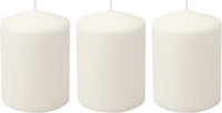 Stonebriar 3 Pack Tall 3 x 4 Inch 35 Hour Long Burning Unscented White Wax Pillar Candles (WS)