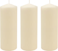 Stonebriar Unscented Pillar Candles – 80 Hour Burn Time, Long-Lasting Wax Candles for Weddings, Holidays, Home Décor & Special Events, Pack of 3, Ivory, 3" x 8" (WS)