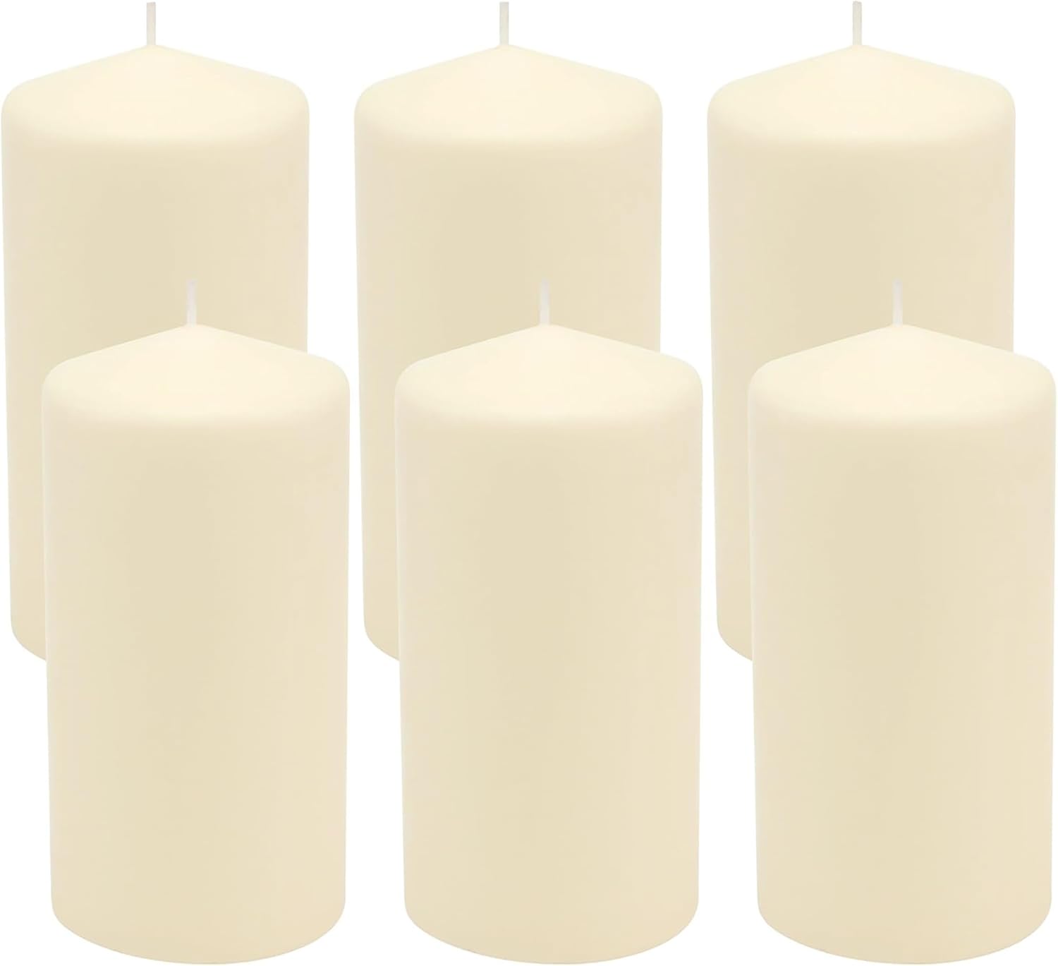 Stonebriar Unscented Pillar Candles – 65 Hour Burn Time, Long-Lasting Wax Candles for Weddings, Holidays, Home Décor & Special Events, Pack of 6, Ivory, 3" x 6"