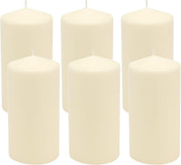 Stonebriar Unscented Pillar Candles – 65 Hour Burn Time, Long-Lasting Wax Candles for Weddings, Holidays, Home Décor & Special Events, Pack of 6, Ivory, 3" x 6"