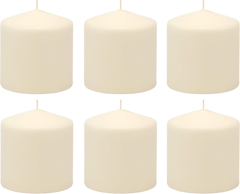Stonebriar Unscented Pillar Candles – 18 Hour Burn Time, Long-Lasting Wax Candles for Weddings, Holidays, Home Décor & Special Events, Pack of 6, Ivory, 3" x 3"