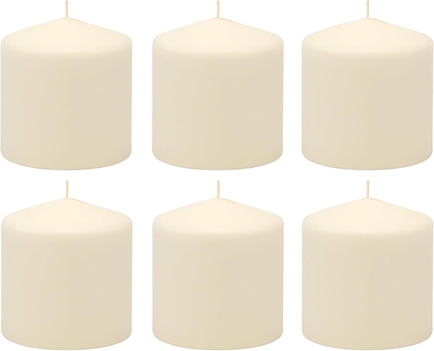 Stonebriar Unscented Pillar Candles – 18 Hour Burn Time, Long-Lasting Wax Candles for Weddings, Holidays, Home Décor & Special Events, Pack of 6, Ivory, 3" x 3" (WS)