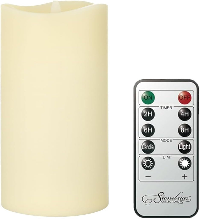 Stonebriar 3 Count Ivory Real Wax 3x6 Flameless LED Pillar Candles with Remote and Timer (WS)