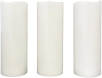 Stonebriar 3 Count White Real Wax 3x8 Flameless LED Pillar Candles with Remote and Timer