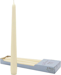 Stonebriar Tall 10" Ivory Unscented 4 Pack Taper Candles (WS)