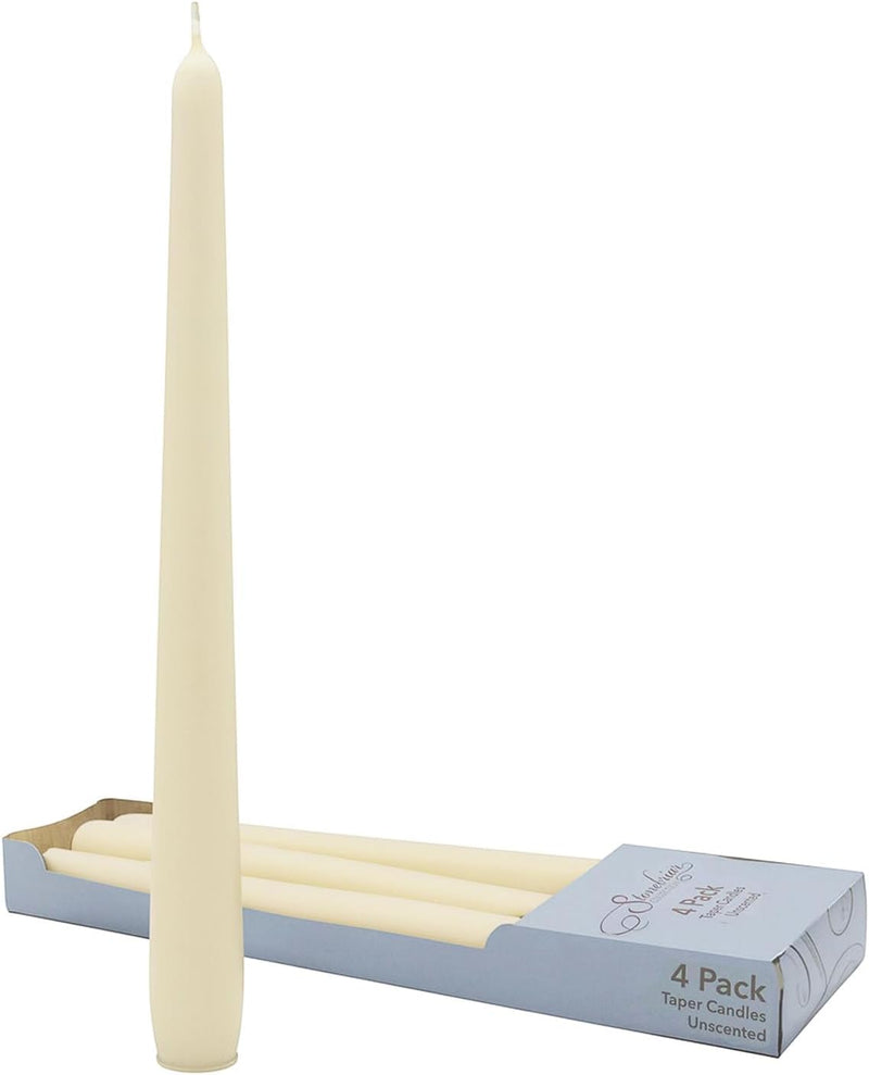 Stonebriar Tall 10" Ivory Unscented 4 Pack Taper Candles