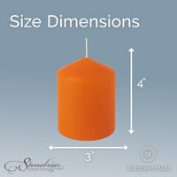 Stonebriar Unscented Pillar Candles – 35 Hour Burn Time, Long-Lasting Wax Candles for Weddings, Holidays, Home Décor & Special Events, Pack of 6, Orange, 3" x 4" (WS)