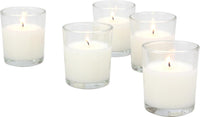 Stonebriar 12 Hour Long Burning Unscented Wax Filled Votive Holders, 24 Pack, White