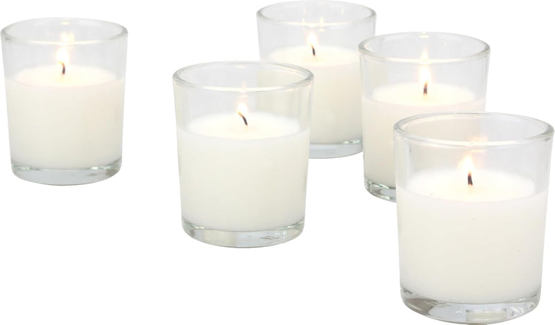 Stonebriar 12 Hour Long Burning Unscented Wax Filled Votive Holders, 24 Pack, White