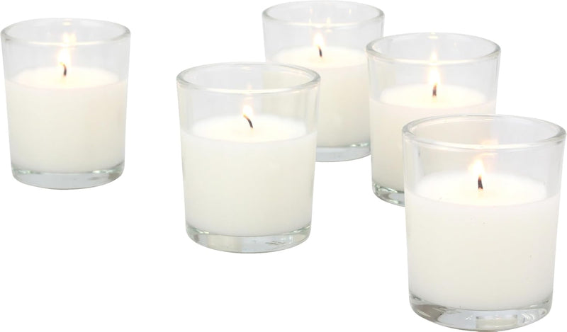 Stonebriar 12 Hour Long Burning Unscented Wax Filled Votive Holders, 24 Pack, White (WS)