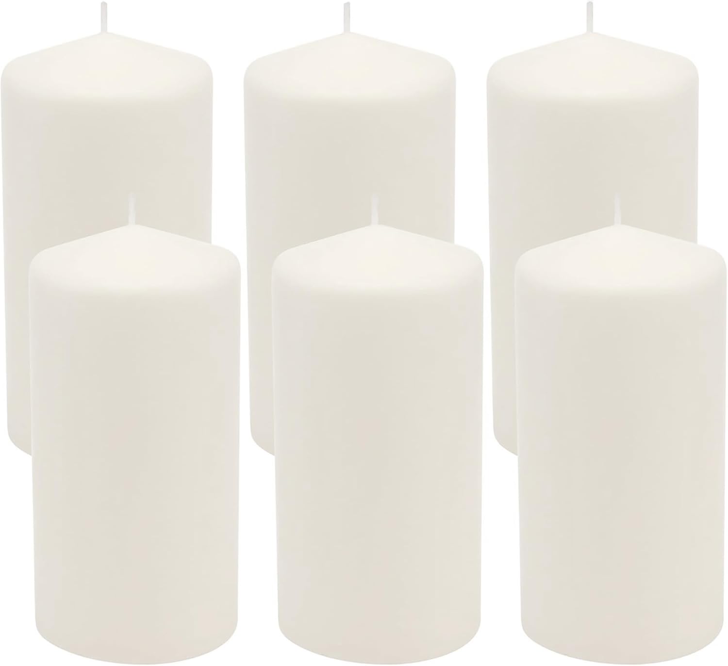 Stonebriar Unscented White Tall Pillar Candles, 65 Hour Burning Candle Pillars, Perfect for Decor, Weddings, Emergencies 3" X 6", 6 count (WS)