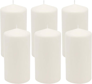 Stonebriar Unscented White Tall Pillar Candles, 65 Hour Burning Candle Pillars, Perfect for Decor, Weddings, Emergencies 3" X 6", 6 count
