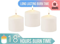 Stonebriar Unscented Pillar Candles – 18 Hour Burn Time, Long-Lasting Wax Candles for Weddings, Holidays, Home Décor & Special Events, Pack of 3, Ivory, 3" x 3" (WS)