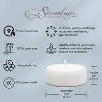 Stonebriar 20 Count Unscented Mega Oversized Clear Cup White Tea Light Candles with 9 Hour Burn Time