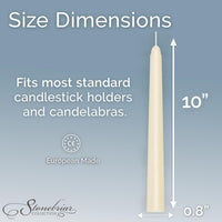 Stonebriar Tall 10" Ivory Unscented 10 Pack Taper Candles