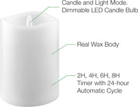 Stonebriar 3 Count White Real Wax 3x4 Flameless LED Pillar Candles with Remote and Timer (WS)