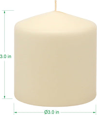 Stonebriar Unscented Pillar Candles – 18 Hour Burn Time, Long-Lasting Wax Candles for Weddings, Holidays, Home Décor & Special Events, Pack of 3, Ivory, 3" x 3"