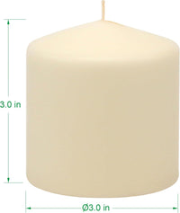 Stonebriar Unscented Pillar Candles – 18 Hour Burn Time, Long-Lasting Wax Candles for Weddings, Holidays, Home Décor & Special Events, Pack of 3, Ivory, 3" x 3" (WS)