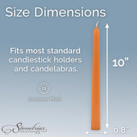 Stonebriar Unscented Taper Candles – 7 Hour Burn Time, Long-Lasting Wax Candles for Weddings, Holidays, Home Décor & Special Events, Pack of 4, Orange, 10"