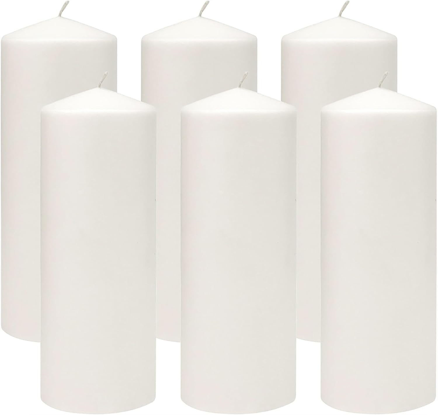 Stonebriar Unscented White Tall Pillar Candles, 80 Hour Burning Candle Pillars, Perfect for Decor, Weddings, Emergencies 3" X 8", 6 count (WS)