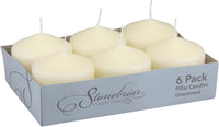 Stonebriar Unscented Pillar Candles – 18 Hour Burn Time, Long-Lasting Wax Candles for Weddings, Holidays, Home Décor & Special Events, Pack of 6, Ivory, 3" x 3"