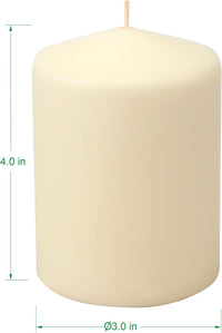 Stonebriar Unscented Pillar Candles – 35 Hour Burn Time, Long-Lasting Wax Candles for Weddings, Holidays, Home Décor & Special Events, Pack of 3, Ivory, 3" x 4"