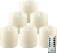Stonebriar 3 Count Ivory Real Wax 3x3 Flameless LED Pillar Candles with Remote and Timer