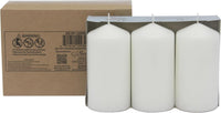 Stonebriar 3 Pack Tall 3 x 6 Inch 65 Hour Long Burning Unscented White Wax Pillar Candles (WS)