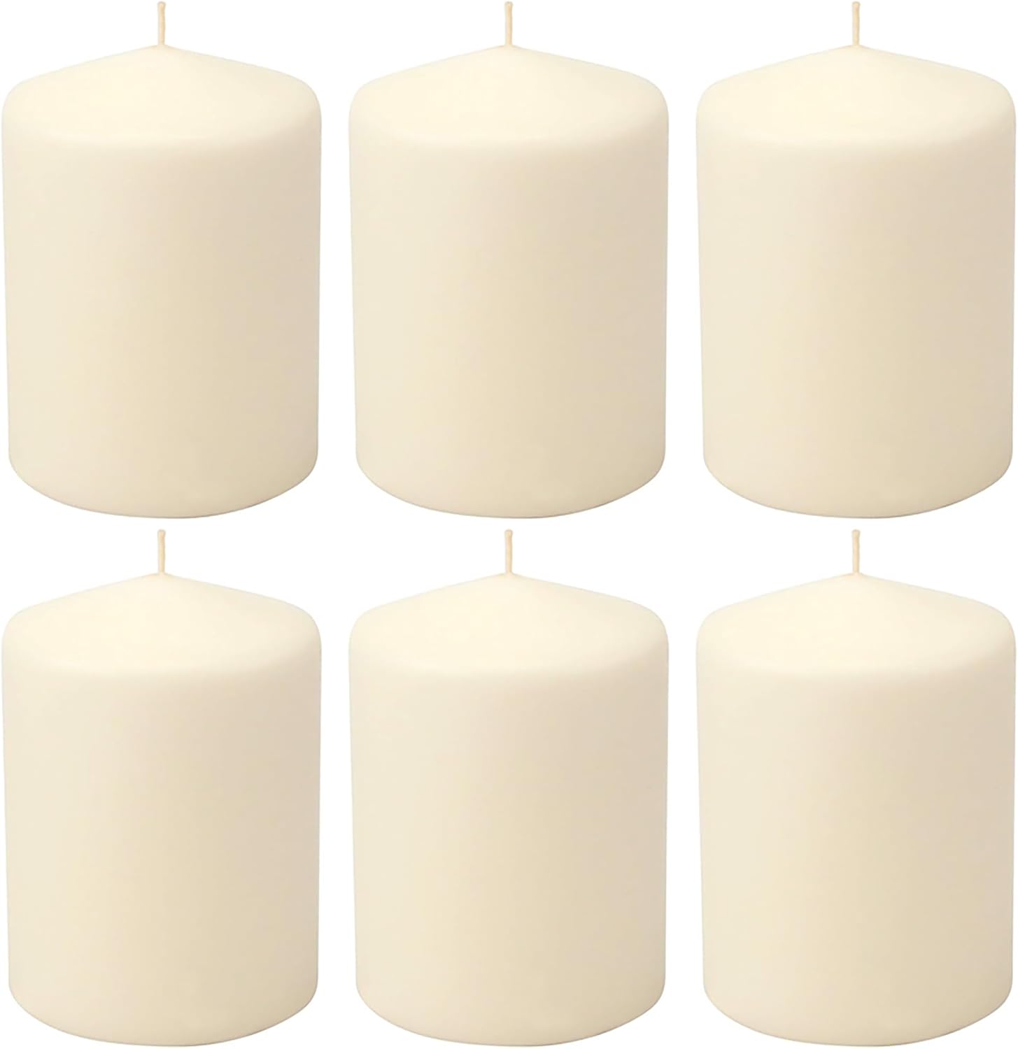Stonebriar Unscented Pillar Candles – 35 Hour Burn Time, Long-Lasting Wax Candles for Weddings, Holidays, Home Décor & Special Events, Pack of 6, Ivory, 3" x 4"