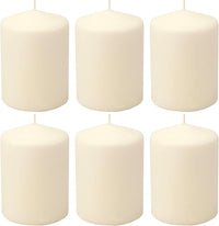Stonebriar Unscented Pillar Candles – 35 Hour Burn Time, Long-Lasting Wax Candles for Weddings, Holidays, Home Décor & Special Events, Pack of 6, Ivory, 3" x 4"