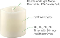 Stonebriar 3 Count Ivory Real Wax 3x3 Flameless LED Pillar Candles with Remote and Timer